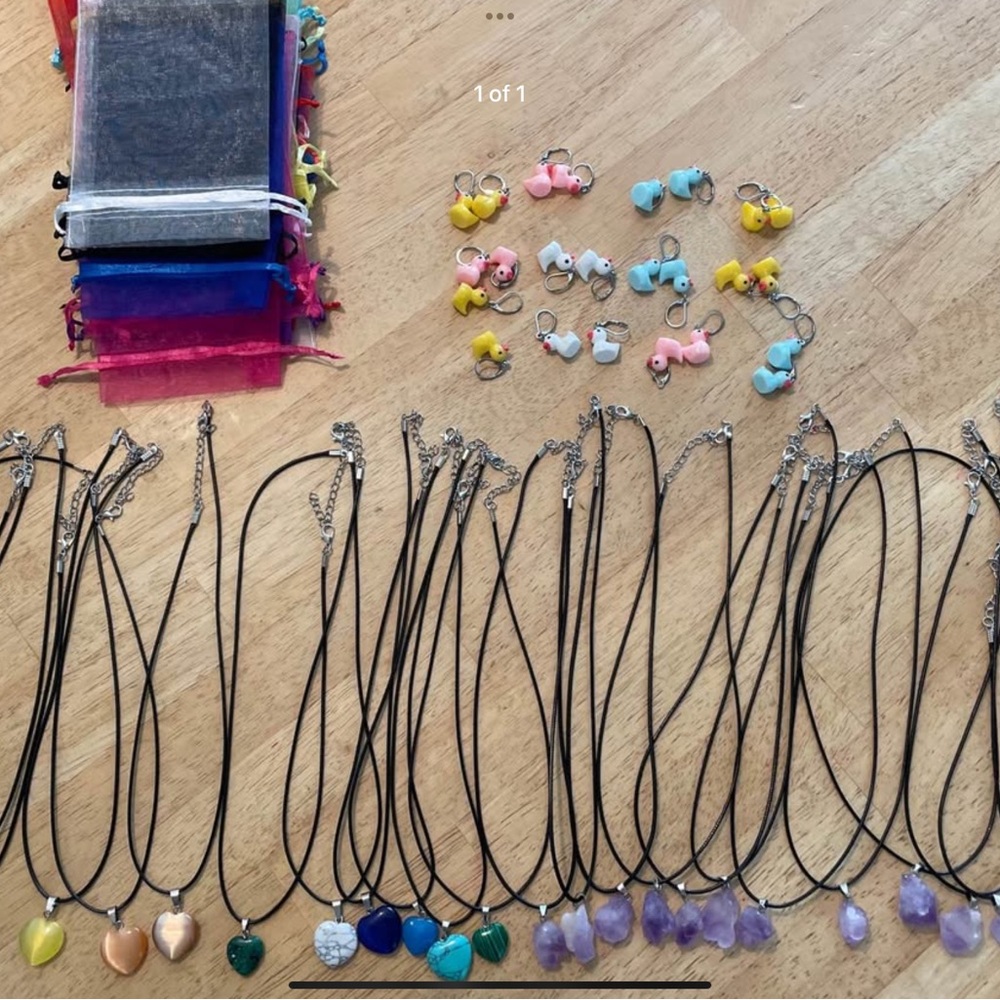Colorful Heart and amethyst (costume jewelry) Charm Necklace Set All new